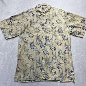 Rum Reggae‎ Cabana Shirt Men’s XL Hawaiian Marlin Boat Cotton Camp Shirt Fishing